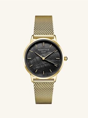 Rosefield Gold Mesh Watch with Black Dial- Regular Price $169+taxes